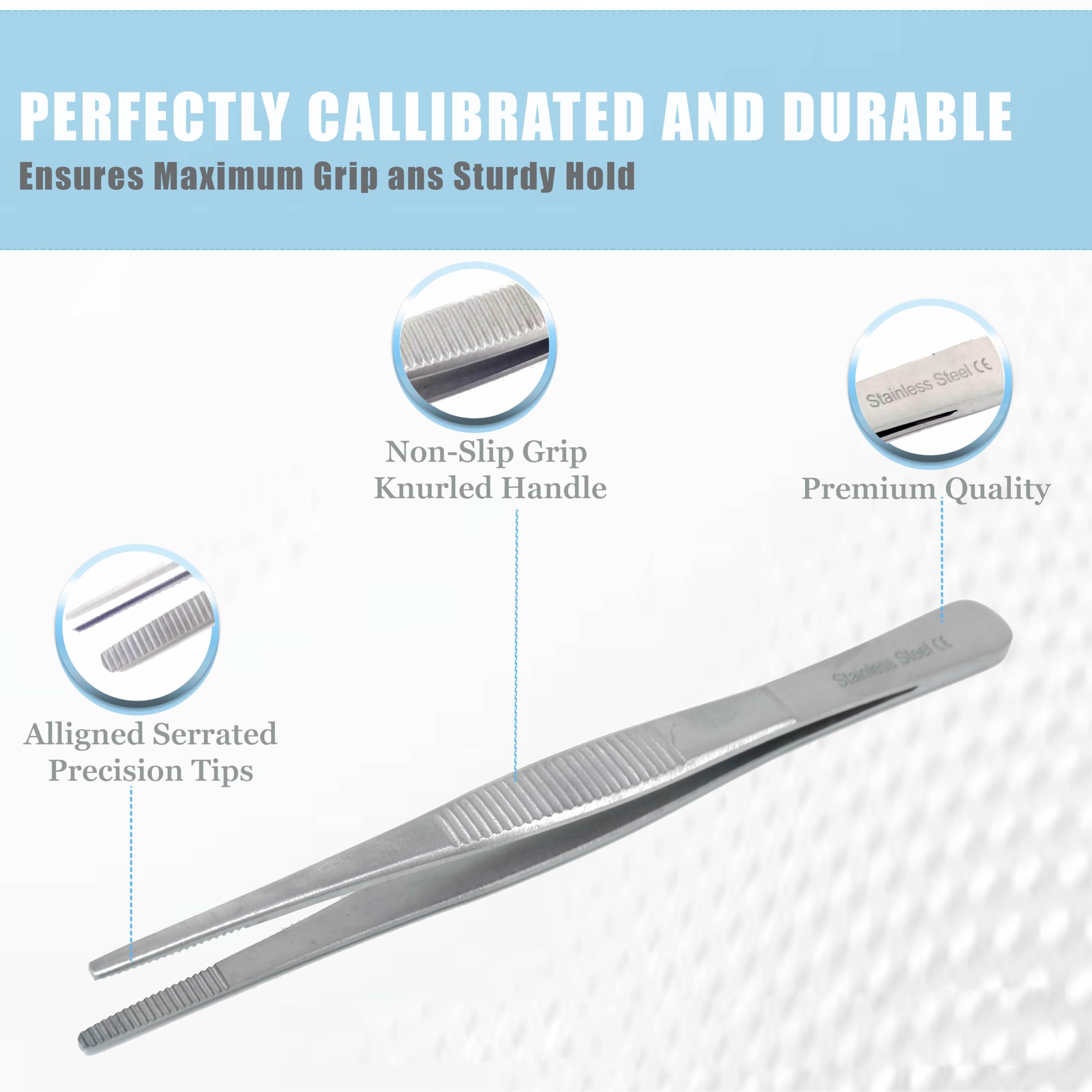 Uxcell 5 Pcs 5.5-Inch Stainless Steel Tweezers With Curved Serrated Tip