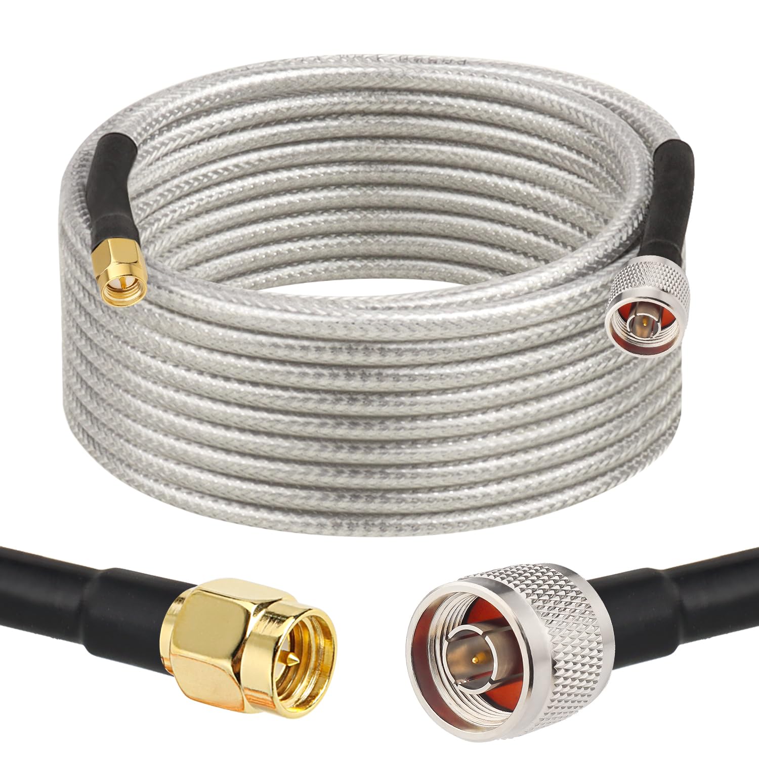 Mookeer RG58 N mâle vers SMA mâle – Câble SMA vers N à faible perte de 6,1 m, 50 Ohm