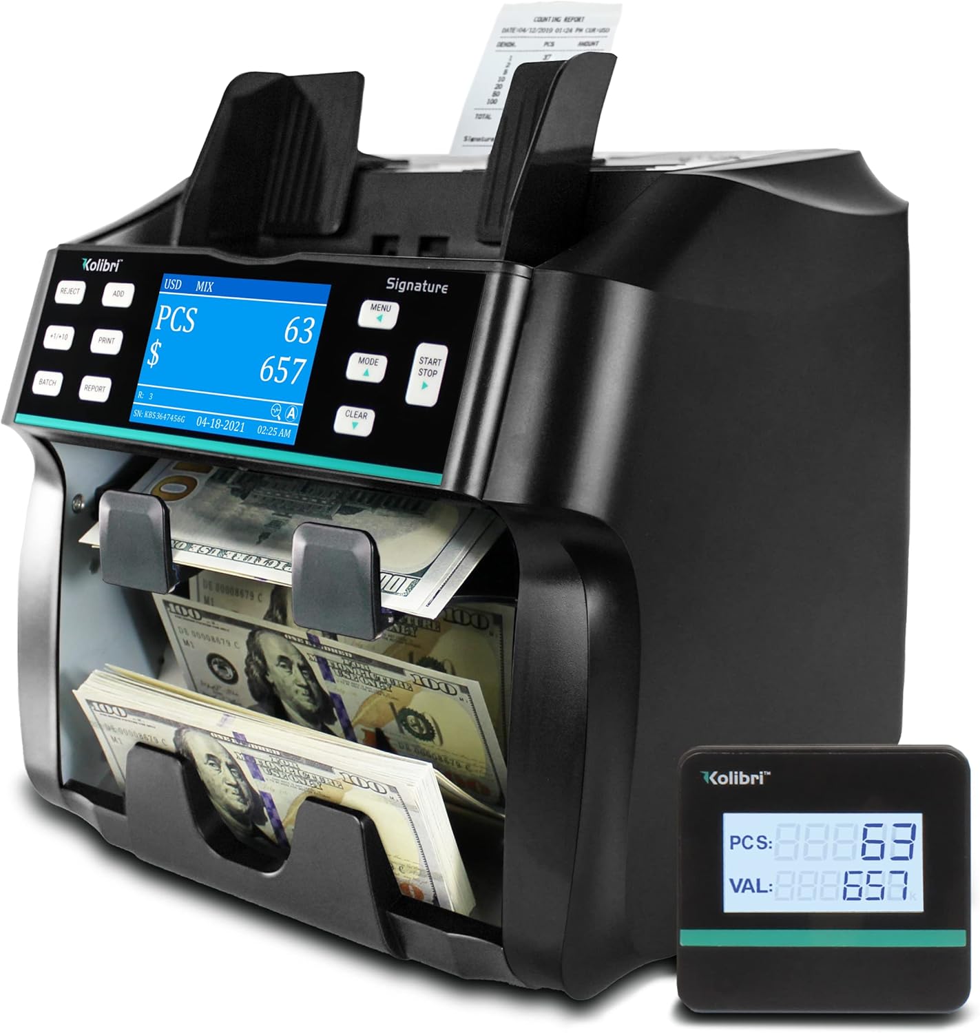 Kolibri Signature Money Counter Machine Mixed Denomination
