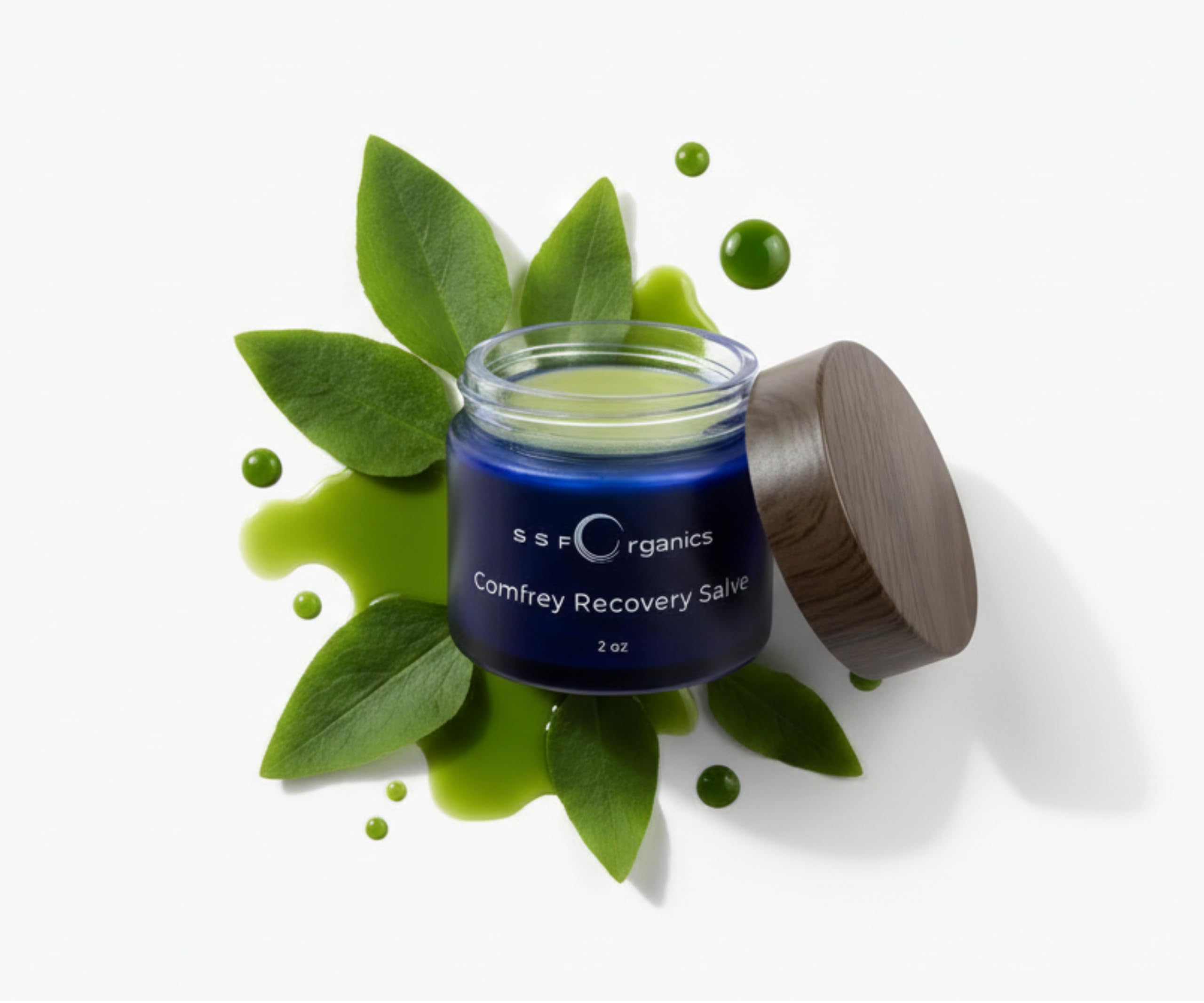 SSF Organics- Natural Multi Purpose Comfrey Heal Balm for: Joint and Knee Support | Muscle Recovery | Bone Healing | Skin Conditions | Great for Runners | (2 oz Glass Jar)