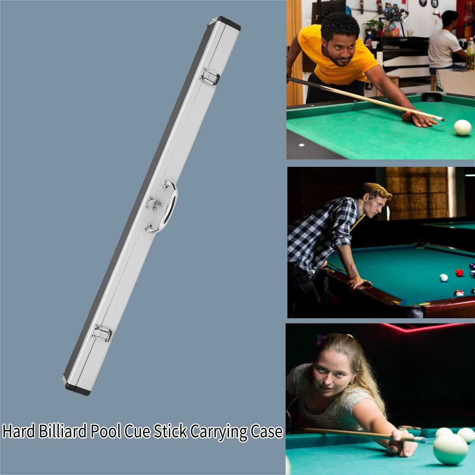 Snooker Queue Koffer für Pool, Kunstleder Längliches Billard Queue Etui Mit Schaumstoffauskleidung Und Zwei Schlitzen Für Snooker, American Eight Ball Nine Bal, 80 X 7.6 X 5.1 cm