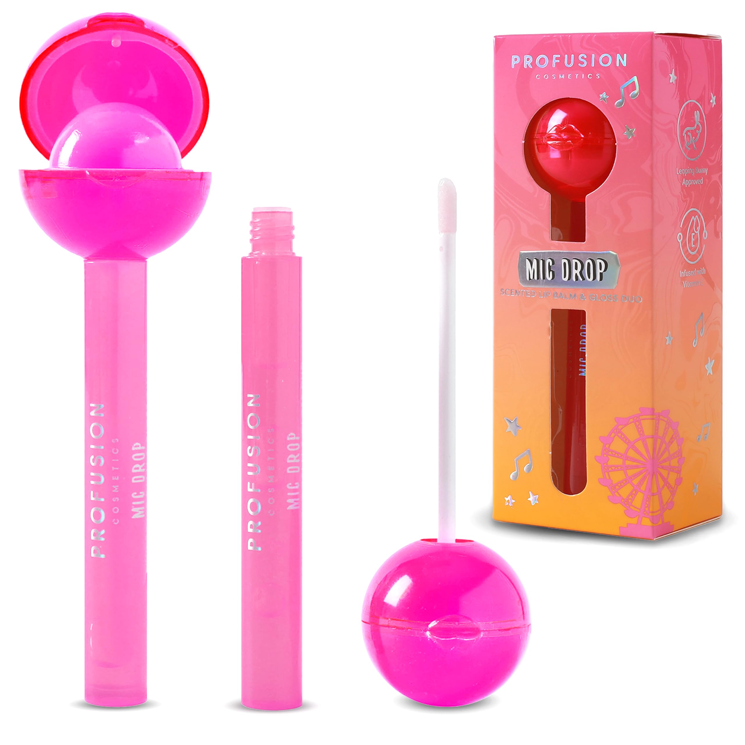 Profusion Cosmetics Scented Lip Balm and Gloss Duo Setlist for Luscious Lip, Achieve Natural Pink Lip with Nourishing, Hydrating Lip Balm and Gloss Duo, Pink