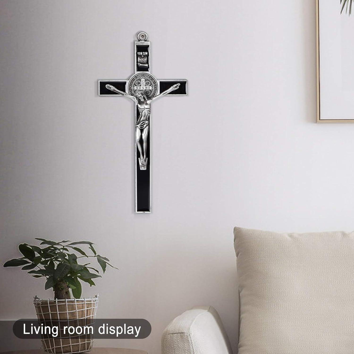 Wellcho Black Enamel Crucifix Wall Cross -Saint Benedict Metal Wall Art-7 Inch Cross Give Blessing and The Spiritual Sacred:Faith Gift for your Acquaintances