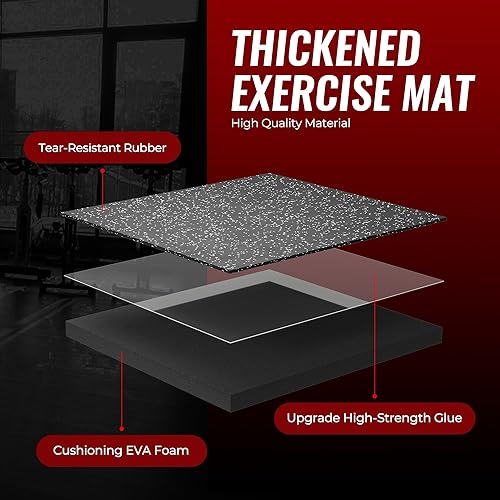 Vista 2 de SUPERJARE 0.56'' Thick 12 Pcs 48 Sq Ft Rubber Top Exercise Equipment Mats, High Density EVA Foam Mats with Rubber Top, Interlocking Gym Flooring for