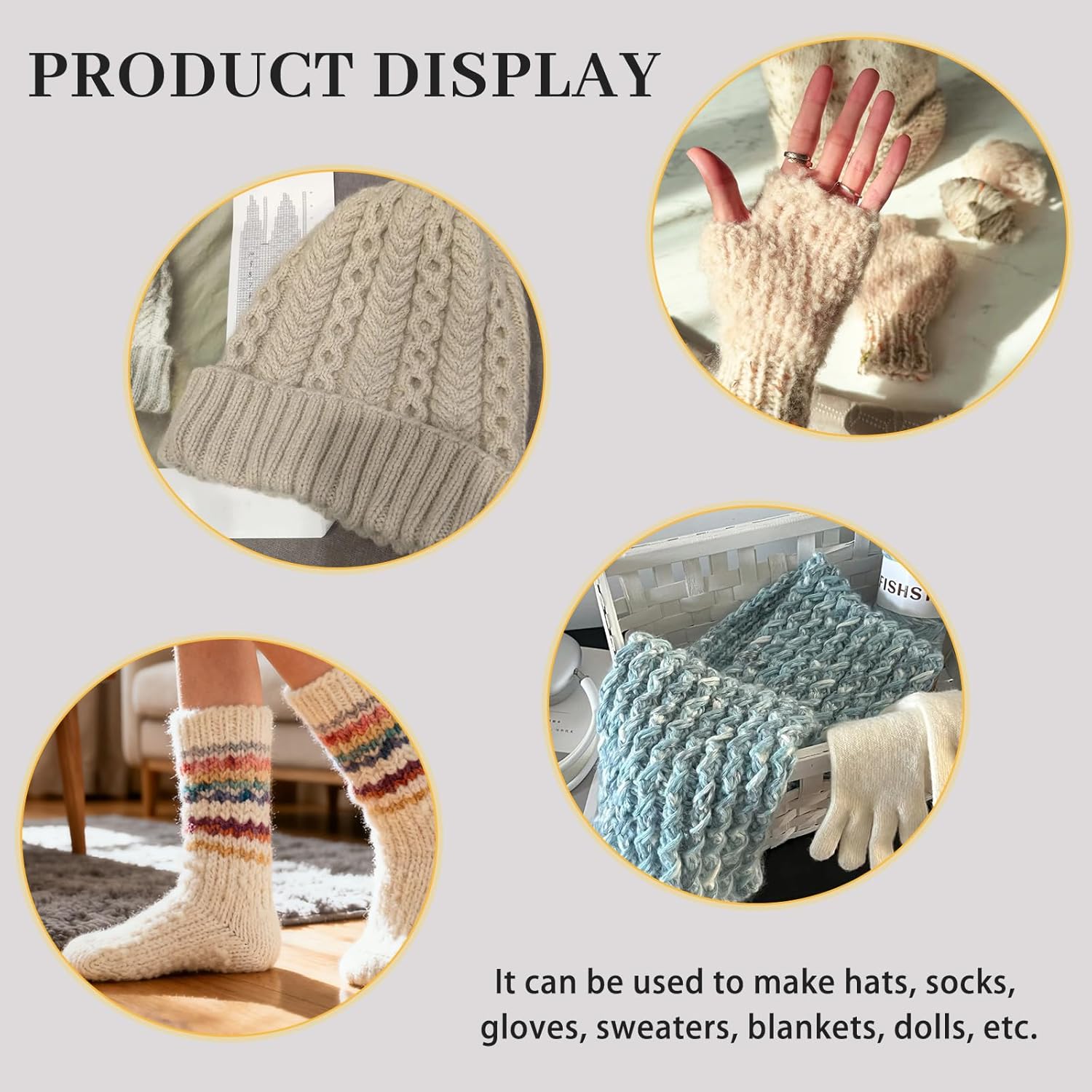 Coopay Interchangeable Circular Knitting Needles Set-13 Pairs Metal Knitting Needles with 4 Flexible Cables(3mm-10mm), Knitting Needle Kit for Hats/Socks/Sweaters, Anti-Snag, Ideal Gift for Beginners