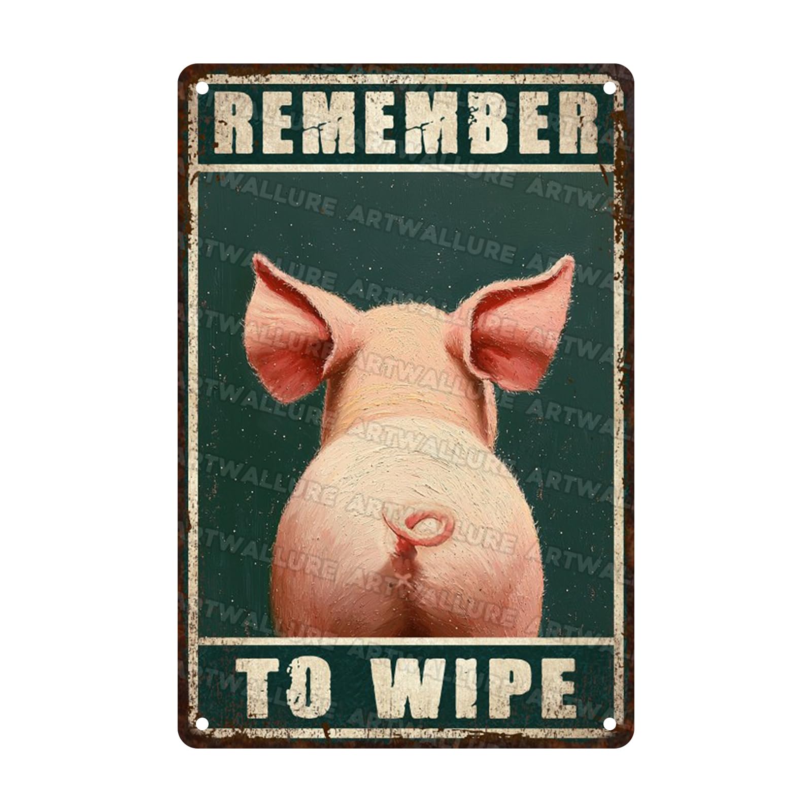 Anceky Funny Metal Sign Remember To Wipe Pig Signs Retro Tin Sign Wall Decor for Garage Kitchen Home Bar Cafe 12×16 Inch