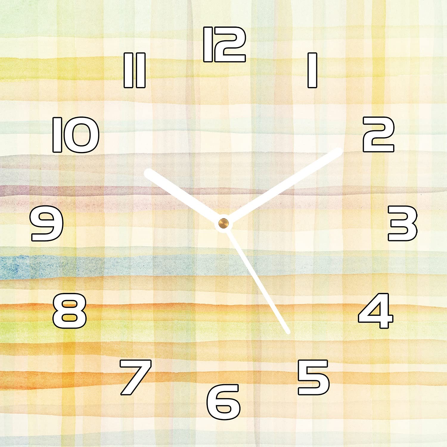 Horloge en verre Coloray pour salon moderne cuisine motif lignes arc-en-ciel 30x30cm
