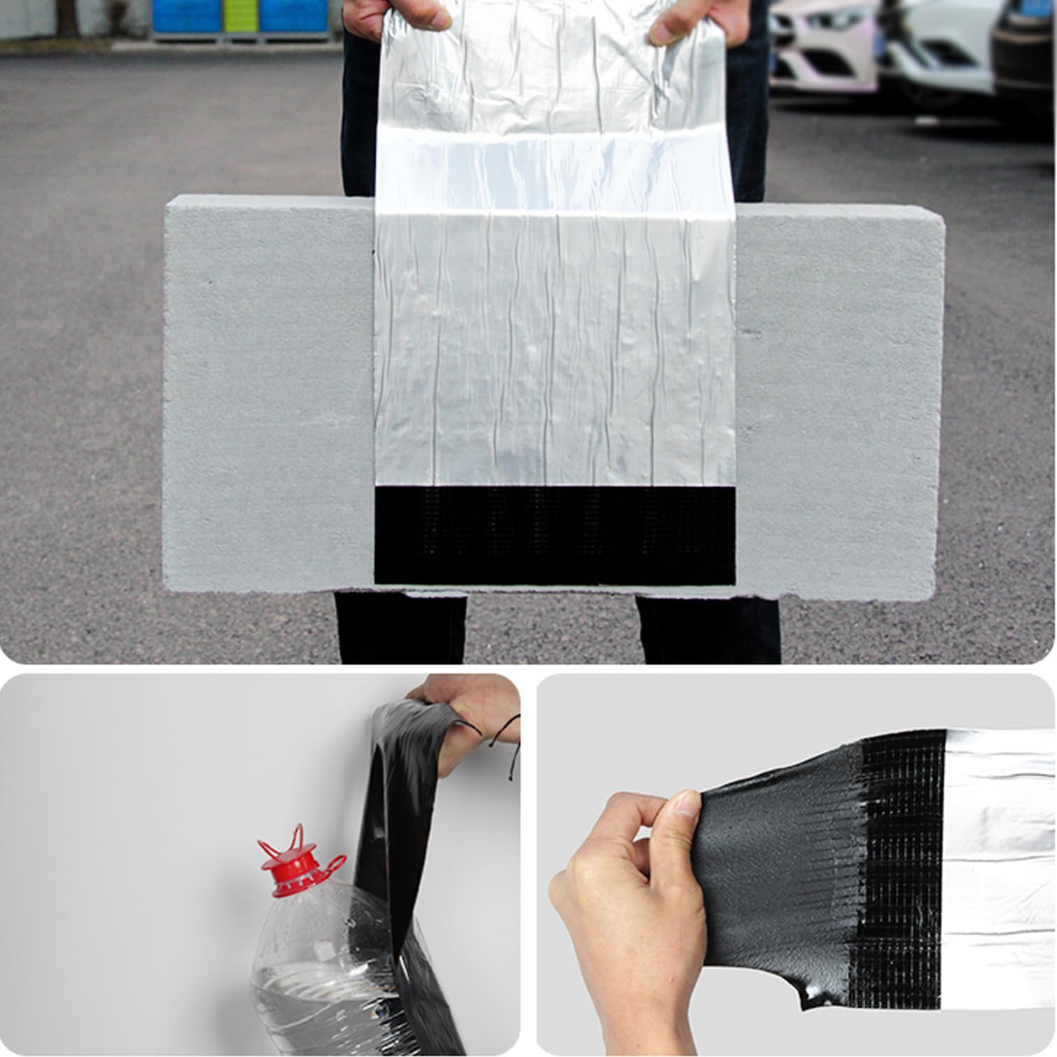 Cinta de asfalto resistente al agua, autoadhesiva, de aluminio, betún, 0,3 x 7 m, perfecta para soluciones de sellado de fugas e impermeabilización