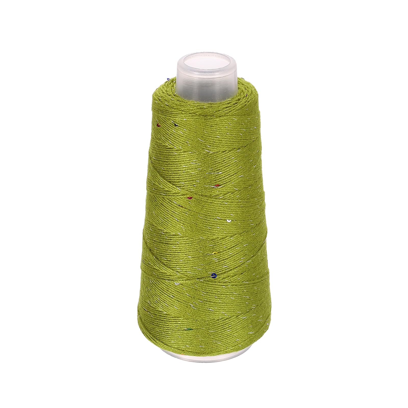 uxcell Cotton Silk Yarn Mercerized Cotton Silk Blend Sparkly Yarn with Sequins, 6-Ply Metallic Knitting and Crochet Thread for Hand Knitting Crocheting DIY Craft, 50g (Light Green)