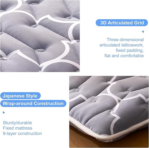 Miniatura 4 de Colchón japonés de espuma de alta calidad, 100% espuma cómoda de alta densidad, tapete de tatami grueso, plegable y portátil, para niños y adultos,