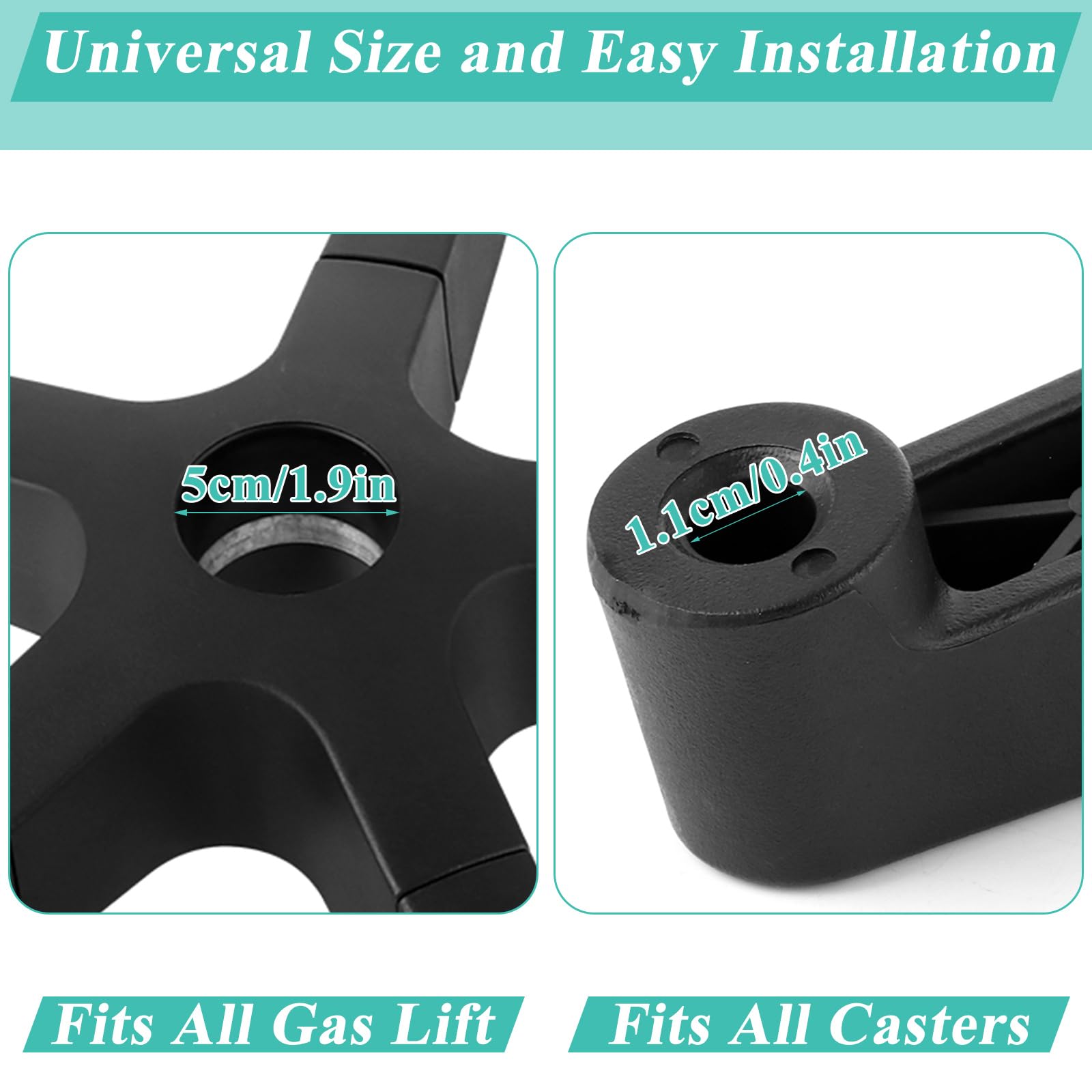 YOUNTHYE Base de repuesto para silla de oficina, 70 cm, base de repuesto resistente para silla de oficina con 5 ruedas universales, carga estática de 2200 libras