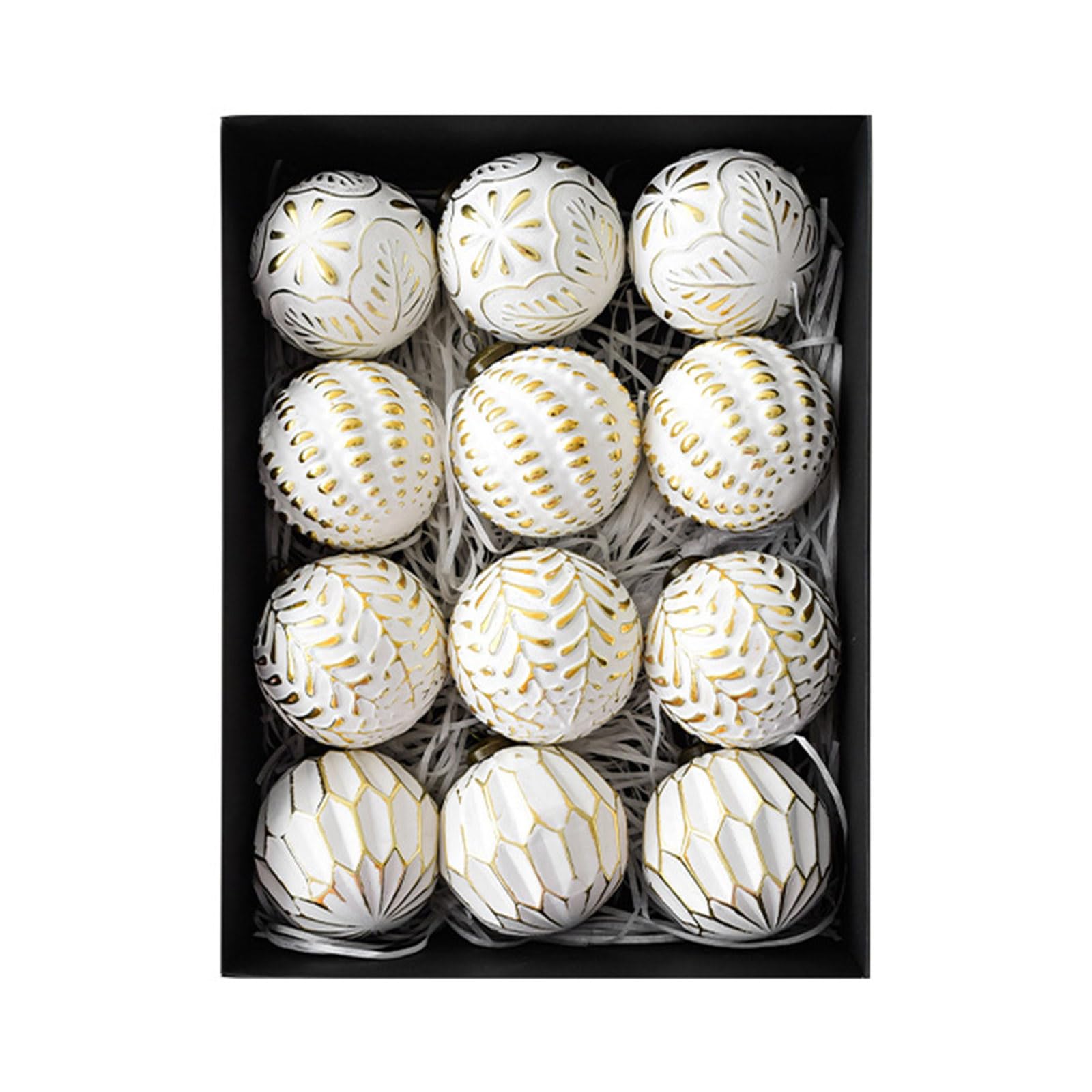 12Pcs Shimmering Christmas Ball Ornament 8cm Shatterproof Christmas Baubles Hanging Decorations for Tree Wreath Mantels Unbreakable Tree Decorations