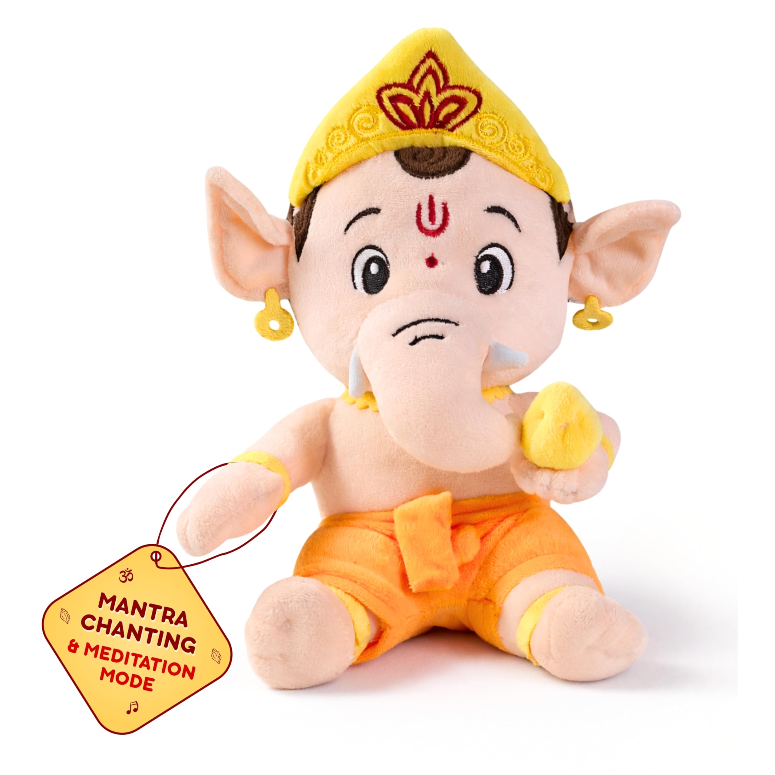 Clapstore ClapCuddles™ Mantra Chanting Ganesha with Meditation Mode Interactive Musical Soft Stuffed Plush Toy | Non-Toxic, Safe | Best Birthday Gift for Newborn Kids (Boys, Girls)-image-49