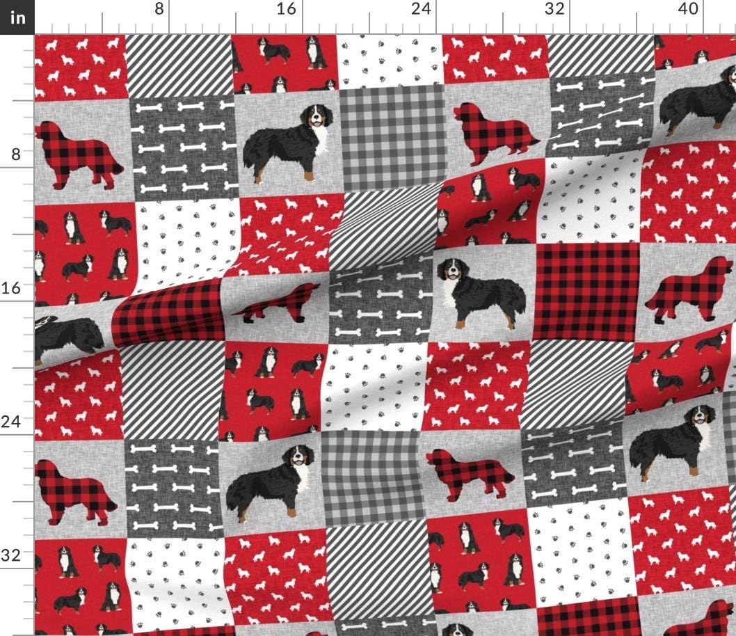 Spoonflower Fabric - Bernese Mountain Dogs Pet Quilt Cheater Wholecloth Top Portrait Printed on Petal Signature Cotton Fabric by The Yard - Sewing Quilting Apparel Crafts Decor