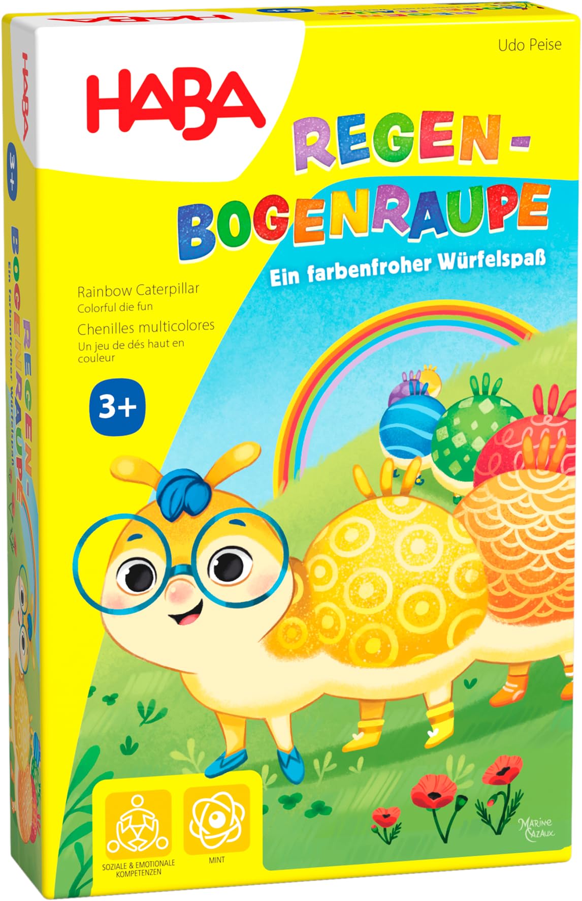 HABA Rainbow Caterpillar: Colourful Travel Tile Game for Kids Aged 3+