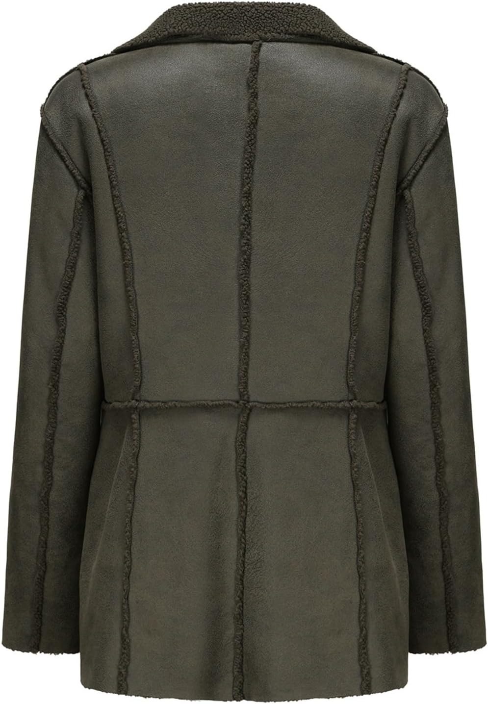 Women's Faux Leather Jacket with Faux Fur Collar, Sherpa-Lined Outerwear, Moto Biker Coat
