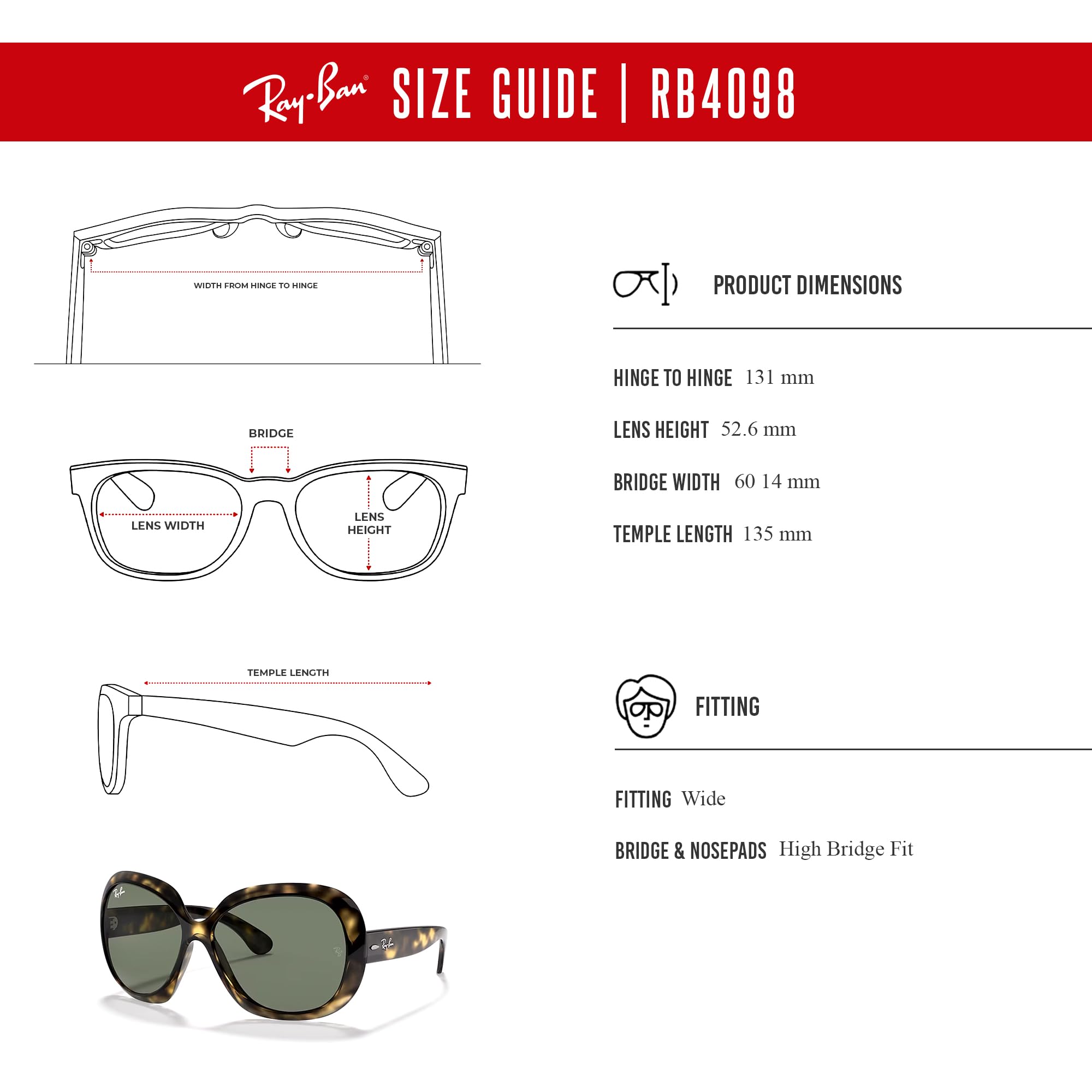 Ray Ban Unisex okulary przeciwsłoneczne Metal De 56