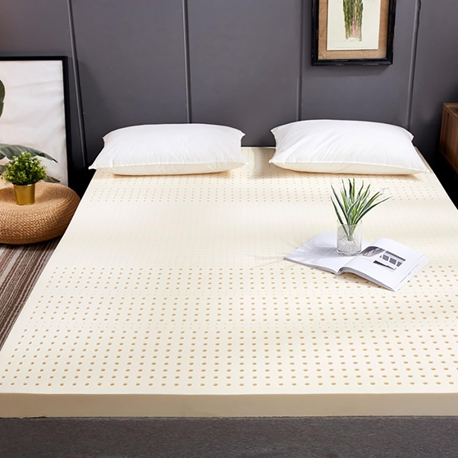 NaKeah Latex Mattress 100% Latex Medium/Soft Firmness 7 Zones Orthopaedic Mattress with Removable Cover,2.5cm,135x200cm