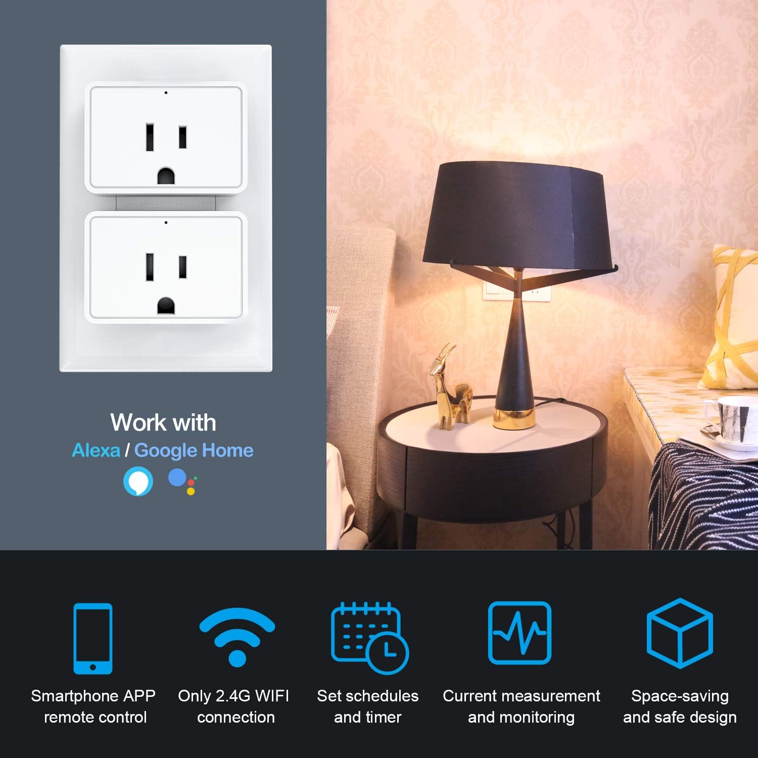 MoKo Smart Plug with two units in an outlet