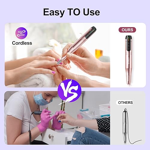 Miniatura 2 de Taladro de uñas inalámbrico - Lima eléctrica profesional para uñas de gel acrílico kit de máquina de taladro de uñas portátil para manicura pedicura