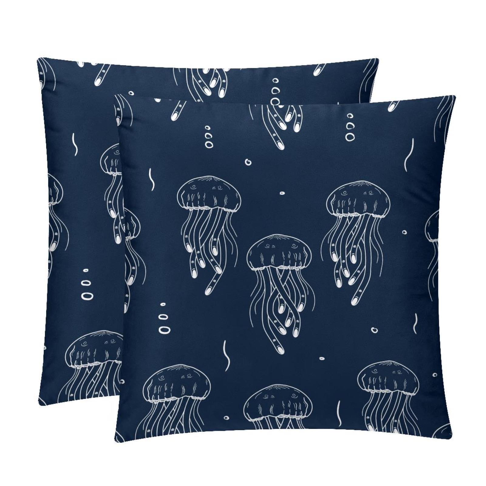 TDGKPZ Jellyfish Throw Pillow Cases 2 Pack Pillowcases Zipper Cushion Covers For Bedroom Living Room 45x45cm