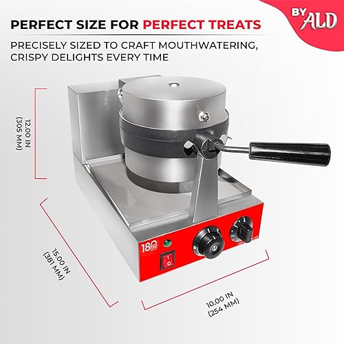 Miniatura 5 de ALDKitchen Gofrera belga gruesa Plancha para gofres con un elegante panel rojo Revestimiento antiadherente Uso comercial 110 V (rotación)