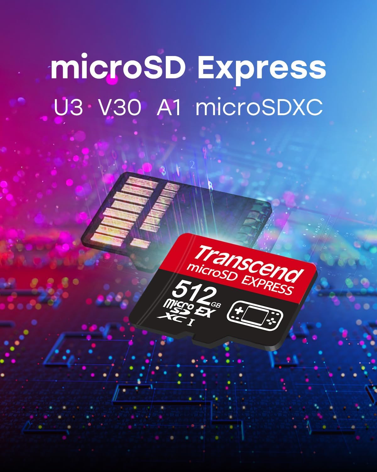 Transcend USD710 512GB microSD Express Card, Up to 900MB/s, for Nintendo-Switch 2/AR VR Devices, 4K 8K UHD Video Memory Card for ROG Ally/Steam Deck/MSI Claw/GoPro/Insta360/DJI/Drone, A1 V30, UHS-I U3