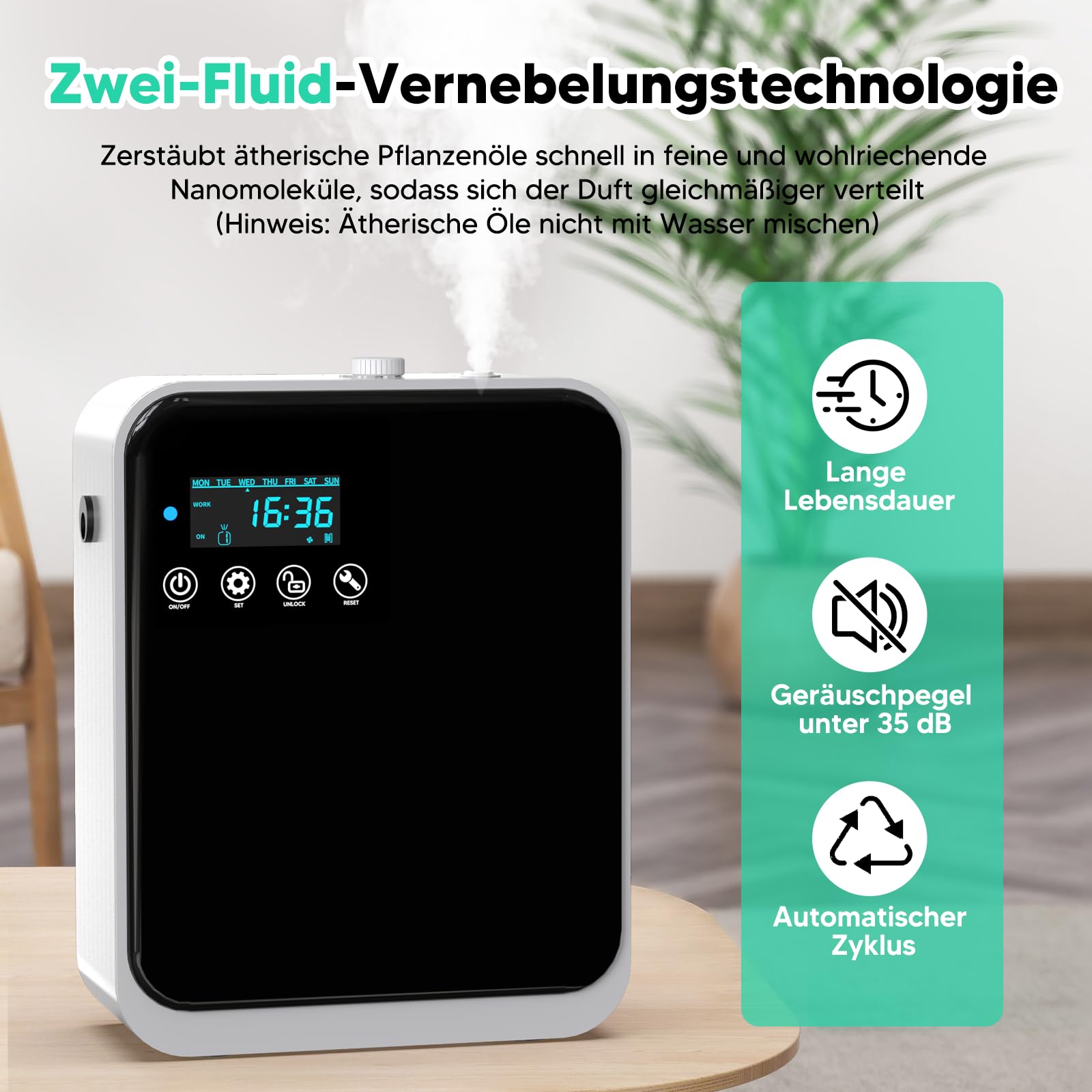 ShinePick Aroma Diffuser Wasserlos, 240ml Smart Wasserloser Diffuser für Ätherische Öle, LCD-Display, App Telefonsteuerung Aroma Diffusor Ohne Wasser Set Mit 80ml Ätherische Öle