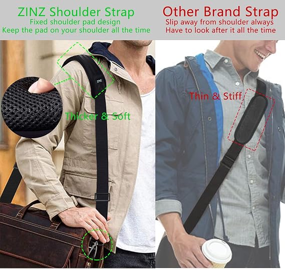 ZINZ 79 Adjustable Bag Straps Replacement with Thick Fixed Pad,Black