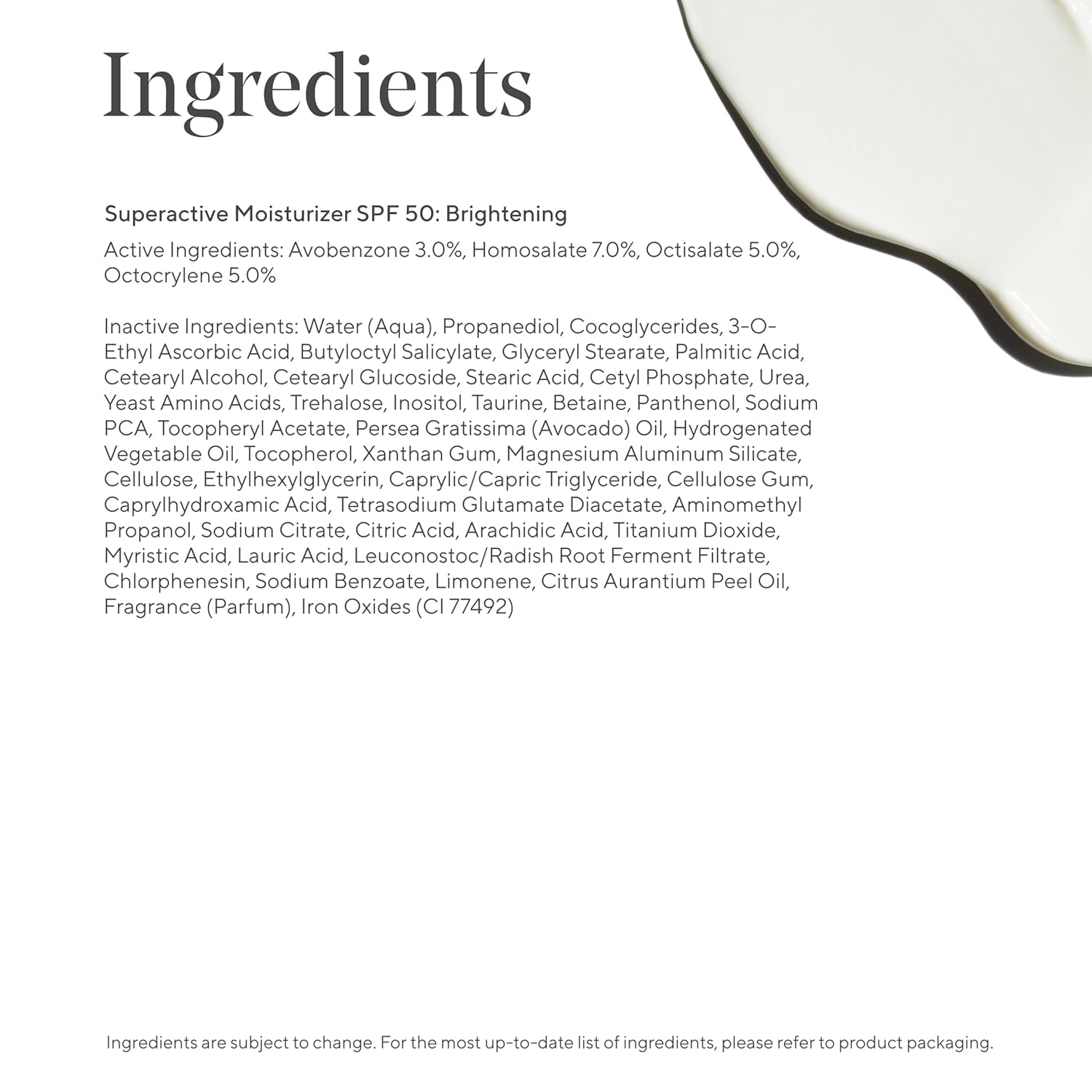 Murad Superactive Brightening Moisturizer SPF 50 - Vitamin C Packed Hydrating Ulta Sheer Facial Sunscreen W/Lipid-boosting Technology for Preventative Aging Protection from UVA/UVB - 1.7 Fl oz