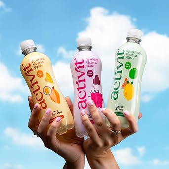 Activit Sparkling Flavoured Vitamin Water Mango & Passionfruit with B Vitamins B5, B6, B9, B12, Vitamin C, Vitamin D, Zinc & Magnesium Zero Sugar 12x 500ml Bottles
