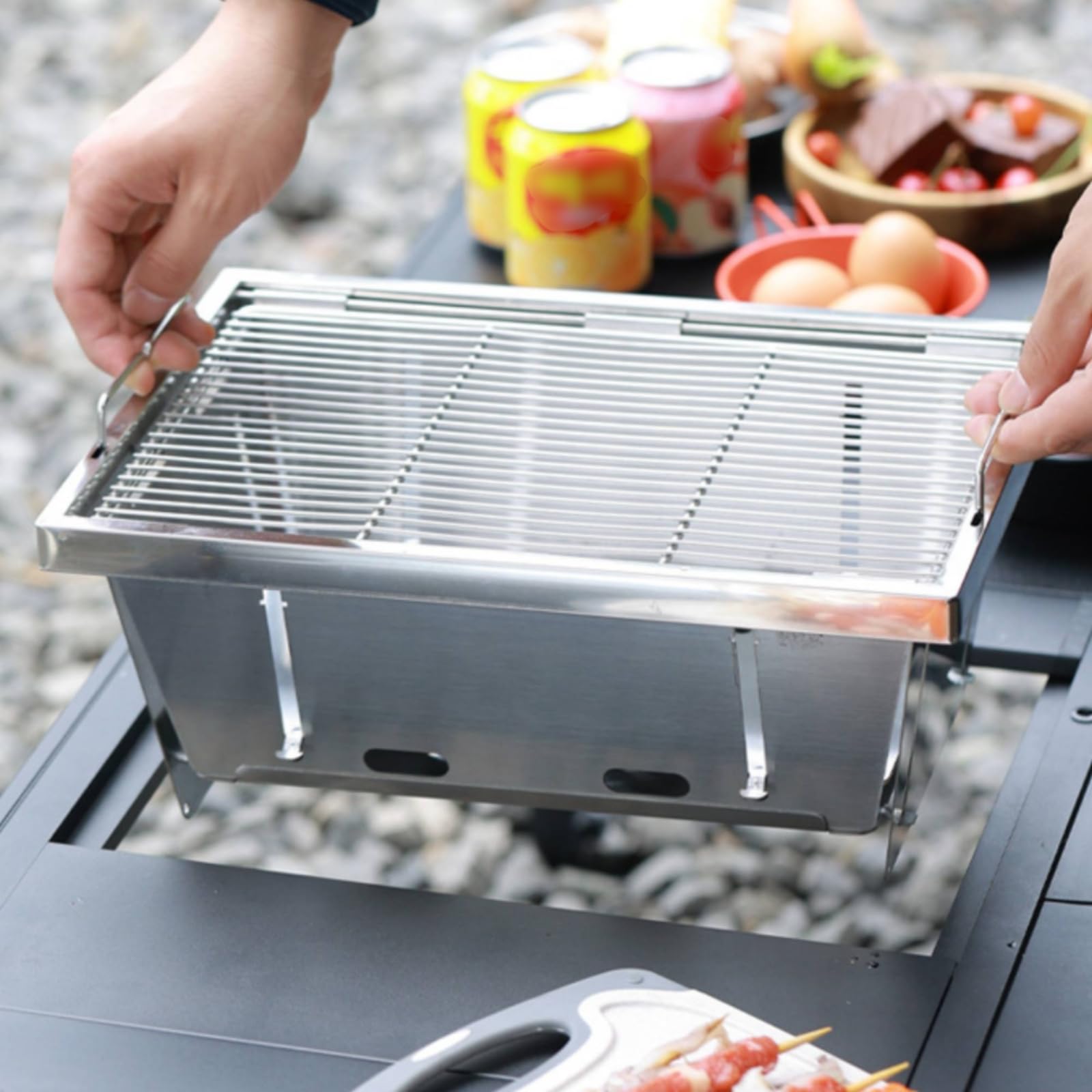 Parrilla 304 de Acero Inoxidable Compatible con Mesa IGT Parrilla Plegable de Acero Inoxidable Resistente Al Calidez para Campistas, Aire Libre