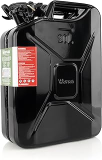 Wavian USA Authentic NATO Jerry Can and Spout System - Rust-Proof, EPA & CARB Compliant, Black, 20 Litre, Wavian 5 Gallon Gas Cans for Gasoline