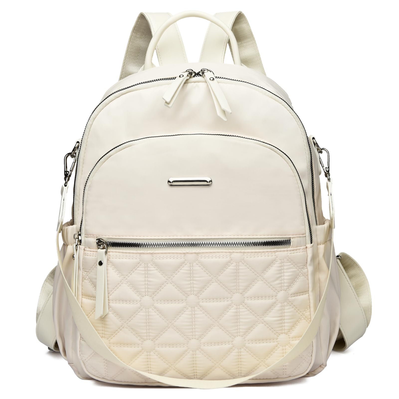 JANSBEN Rucksack Damen Klein, Elegant Cityrucksack Kleiner Anti-Diebstahl Tagesrucksack Backpack Women Wasserdicht Mini Damenrucksack 2 in 1 für Lässig Schule Reise Arbeit, Beige