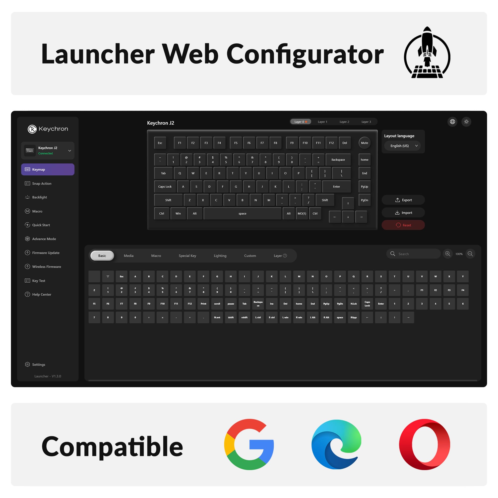 Keychron J2 Tastiera Meccanica Senza Fili 2.4GHz Bluetooth QMK 75% Layout RGB con Manopola, Interruttore Rosso Hot-Swap Compatibile con Mac Windows Linux per Gaming Office - Bianco