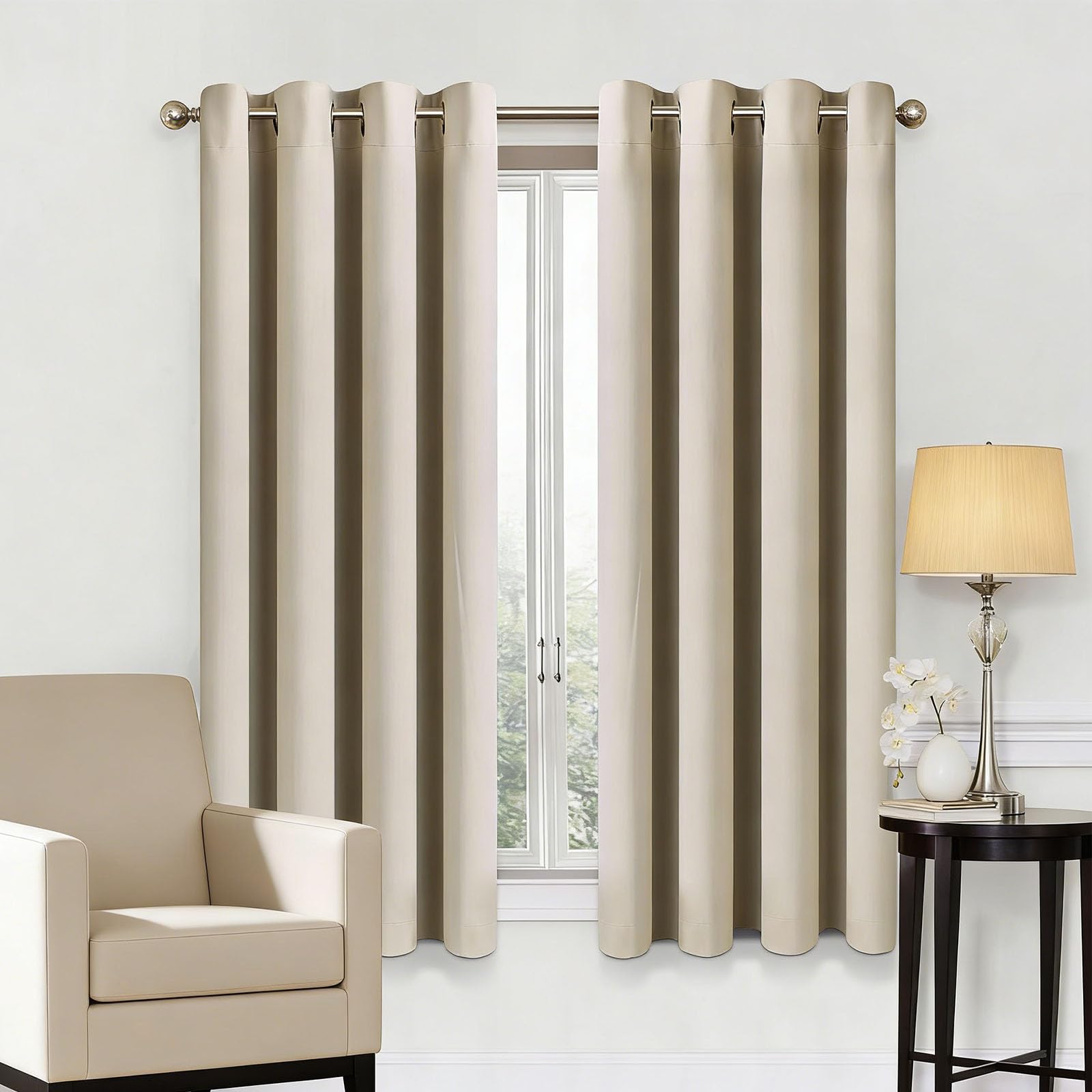 Lihuane Beige Thermal Insulated Curtains 70 X 200 Cm Warm, Windproof, And Soundproof. Blackout Curtains For Living Room For Room Darkening Privacy Protection For Bedroom, Living,