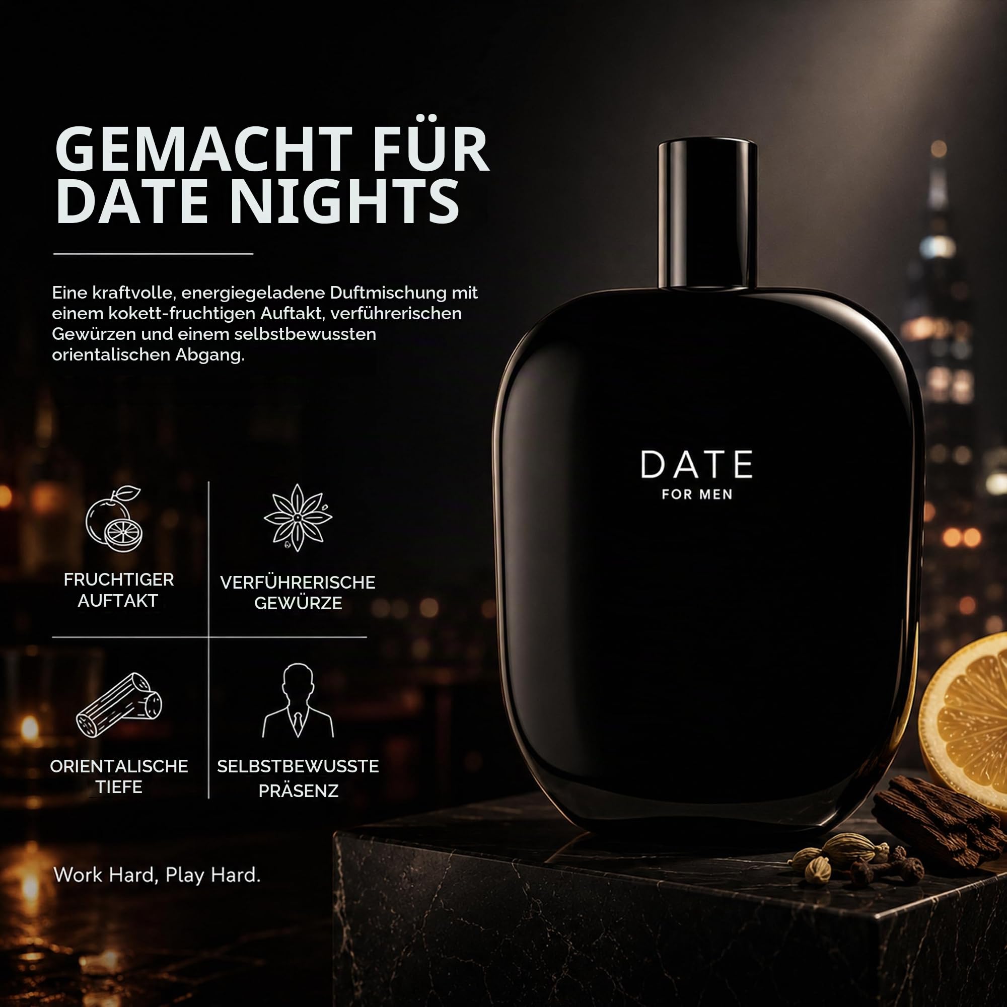 Fragrance One | Jeremy Fragrance DATE for Men | markanter Herrenduft | Fruchtig Orientalisch Frisch | Eau de Parfum für Herren | Intensiv | langanhaltend | Perfekt für ein Date | 100 ml Flasche in Box
