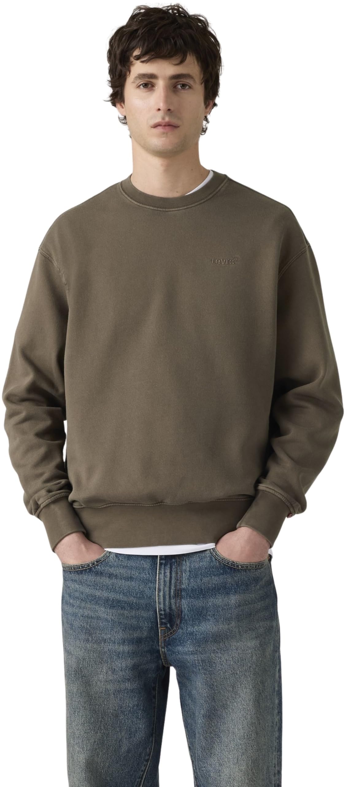 Levi's Men's Sweatshirt with Crew Neck, Relaxed Fit, Brown (Garment Dye H225 Mai), L