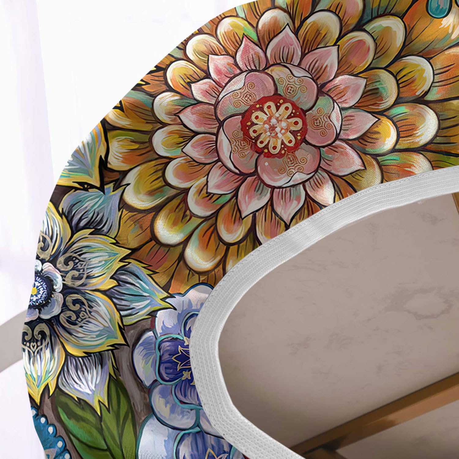 ESFVRG Floral Oval Fitted Tablecloth – Waterproof Polyester Cover For 52x96 Inch Table, Perfect For Parties & Holidays