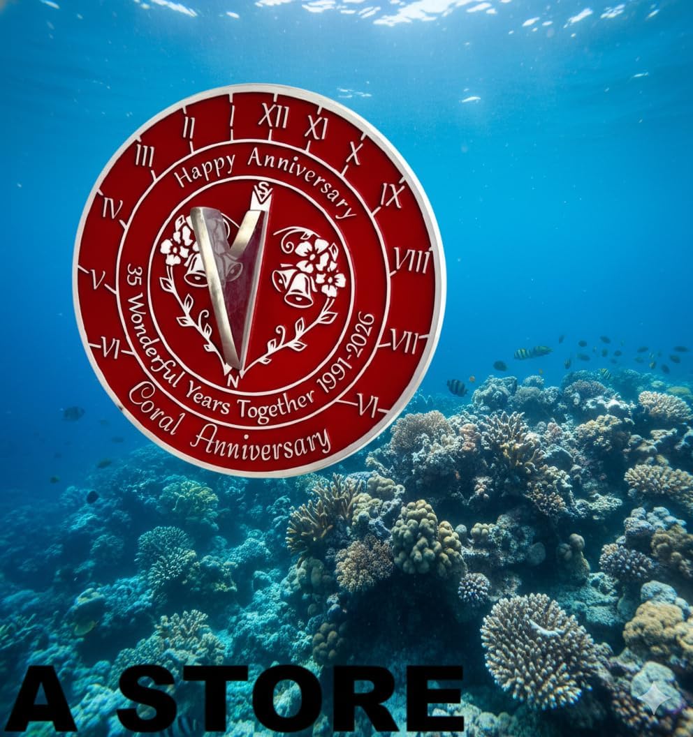 ARTIZANSTORE 35th Wedding Anniversary Sundial – Coral Aluminium Wedding Gift Idea for Couples.”