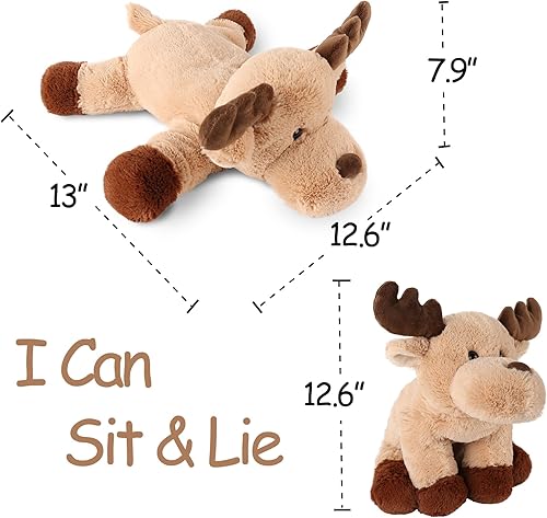 Miniatura 6 de WEIGEDU Adorables juguetes de peluche de alce de reno caribú con bufanda de Navidad para niños, bebés, niños, regalos de cumpleaños, decoración de