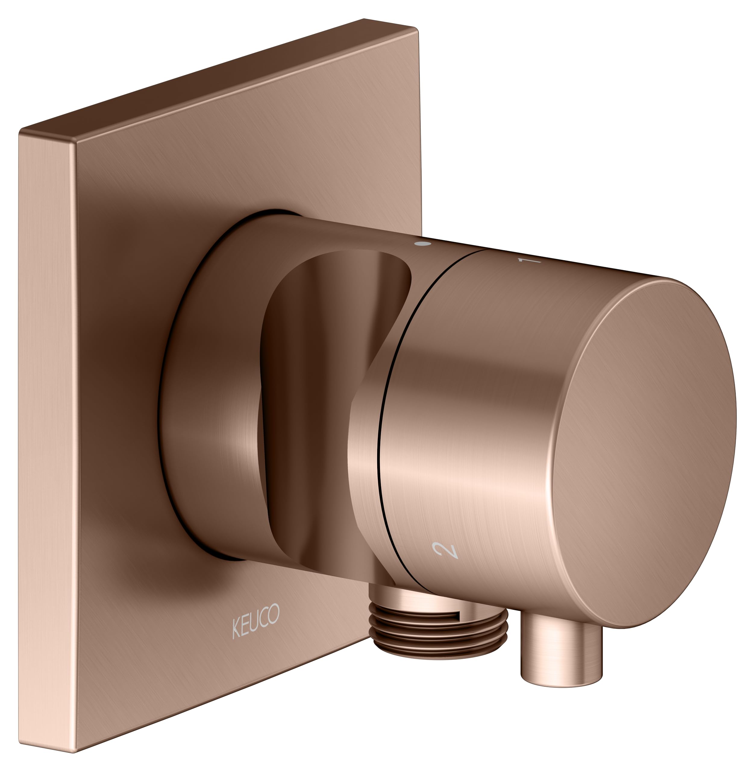 KEUCO IXMO válvula desviadora UP 3 consumidores, conexión de manguera, maneta confort y soporte de ducha, sin cierre, roseta cuadrada, 59548291202, Color: rojo oro cepillado