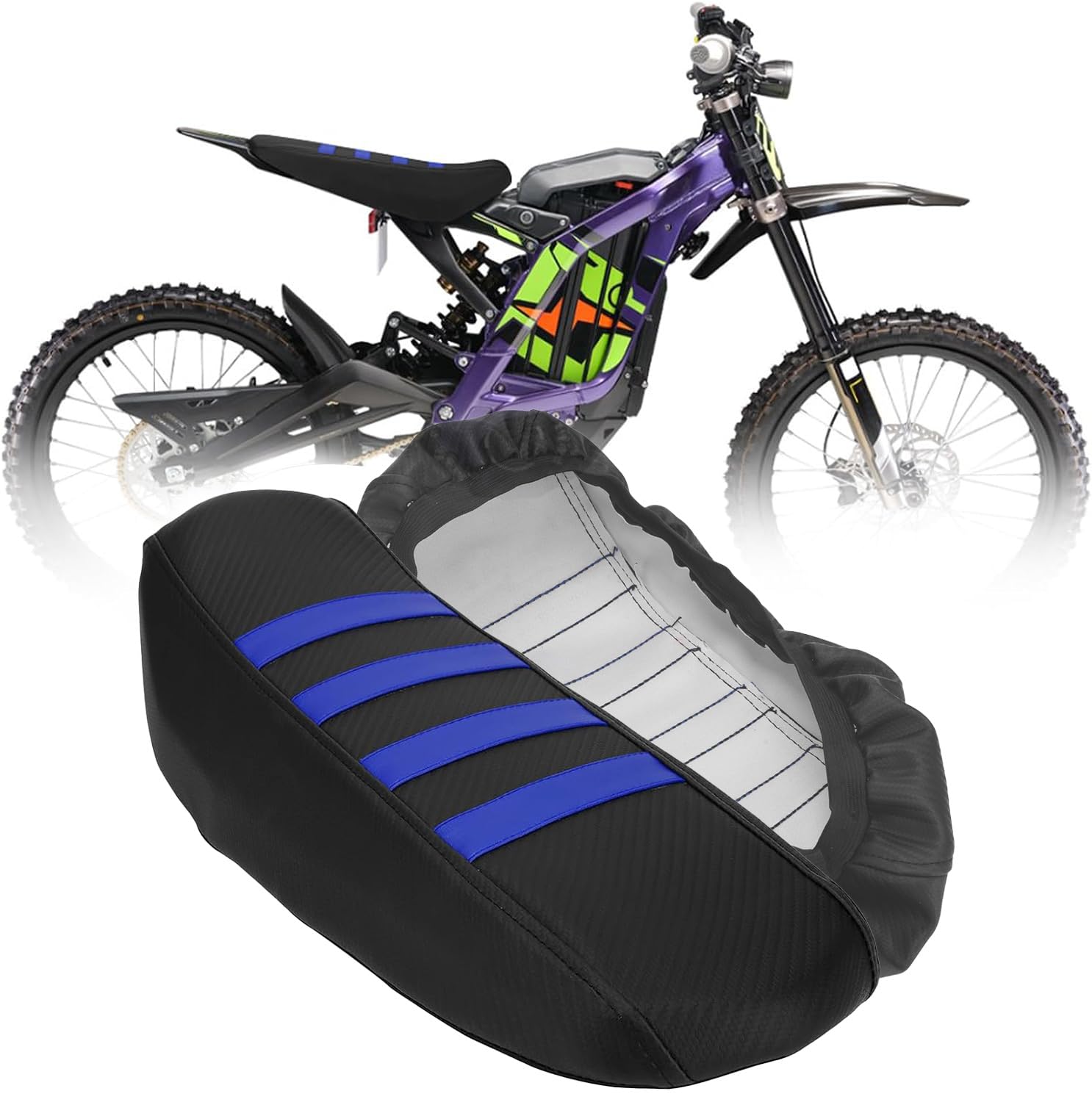 JFG RACING Dirt Bike Seat Cover,Motorcycle Anti-Slip Pad Seat Cover for Sur-Ron X/S Sur Ron Light Bee Electric Bike-Blue