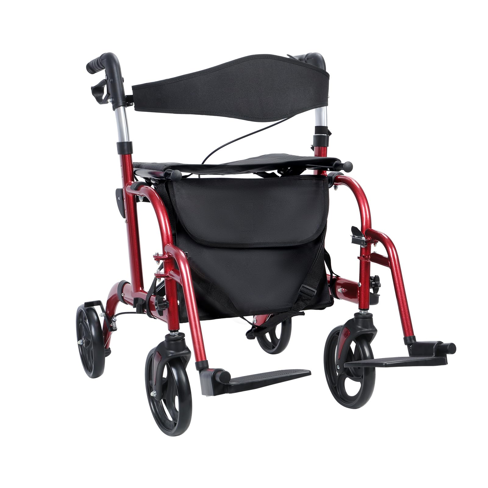 Andador con ruedas para personas mayores, ligero y plegable con bolsa de almacenamiento, altura ajustable mejorada, andador de 4 ruedas con asiento y frenos para personas mayores y adultos,