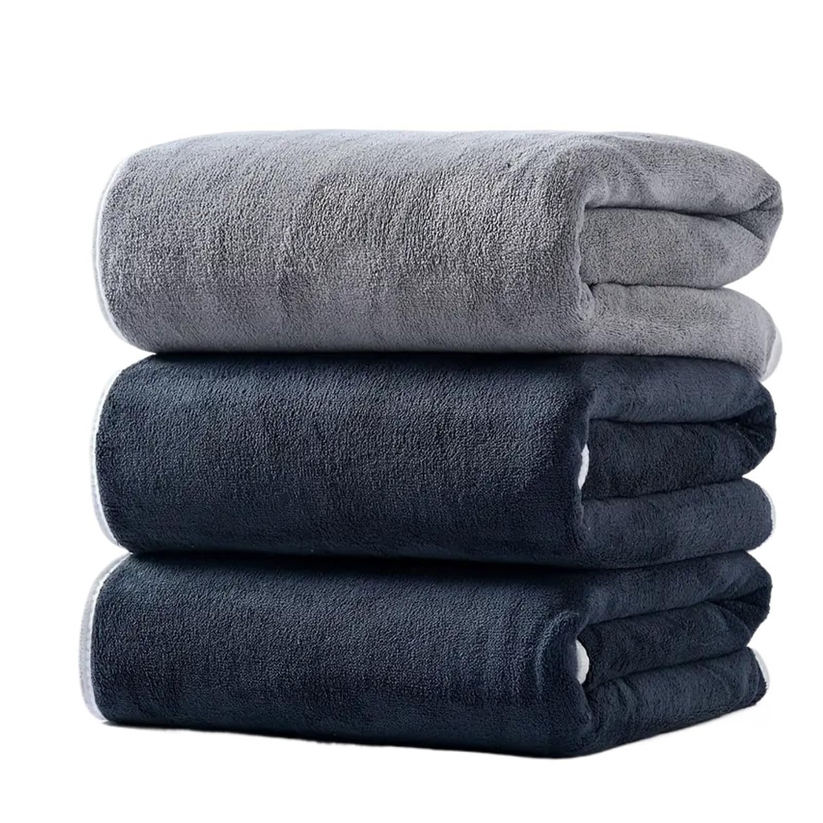 ZYAYNG Large Coral Velvet Bath Towels Soft Ultra Absorbent Quick-Dry For Adults, Bathroom For Bathroom(1 gray 2 black)