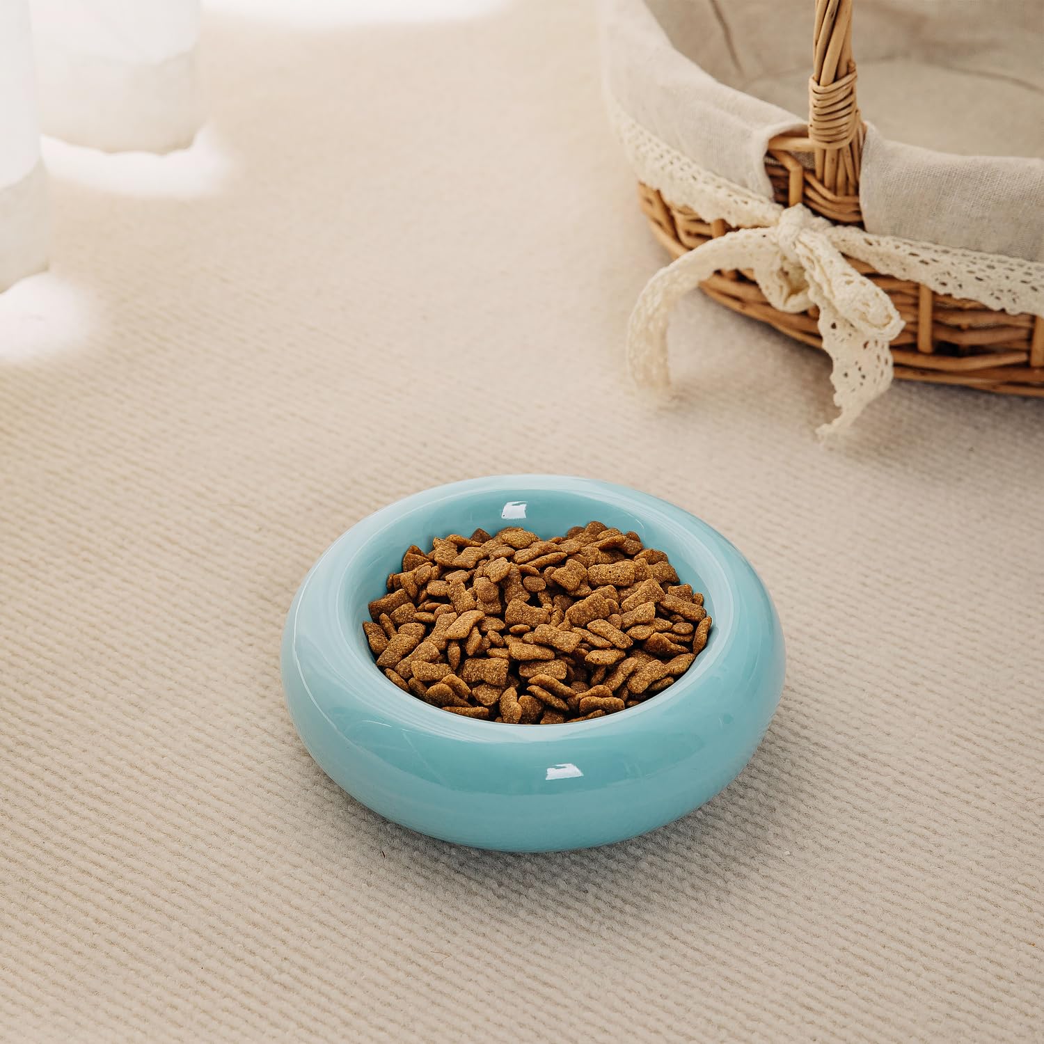 Keramik-Katzennapf 15,5 Cm – Flach Gegen Erbrechen, Schont Schnurrhaare (2 Stück)