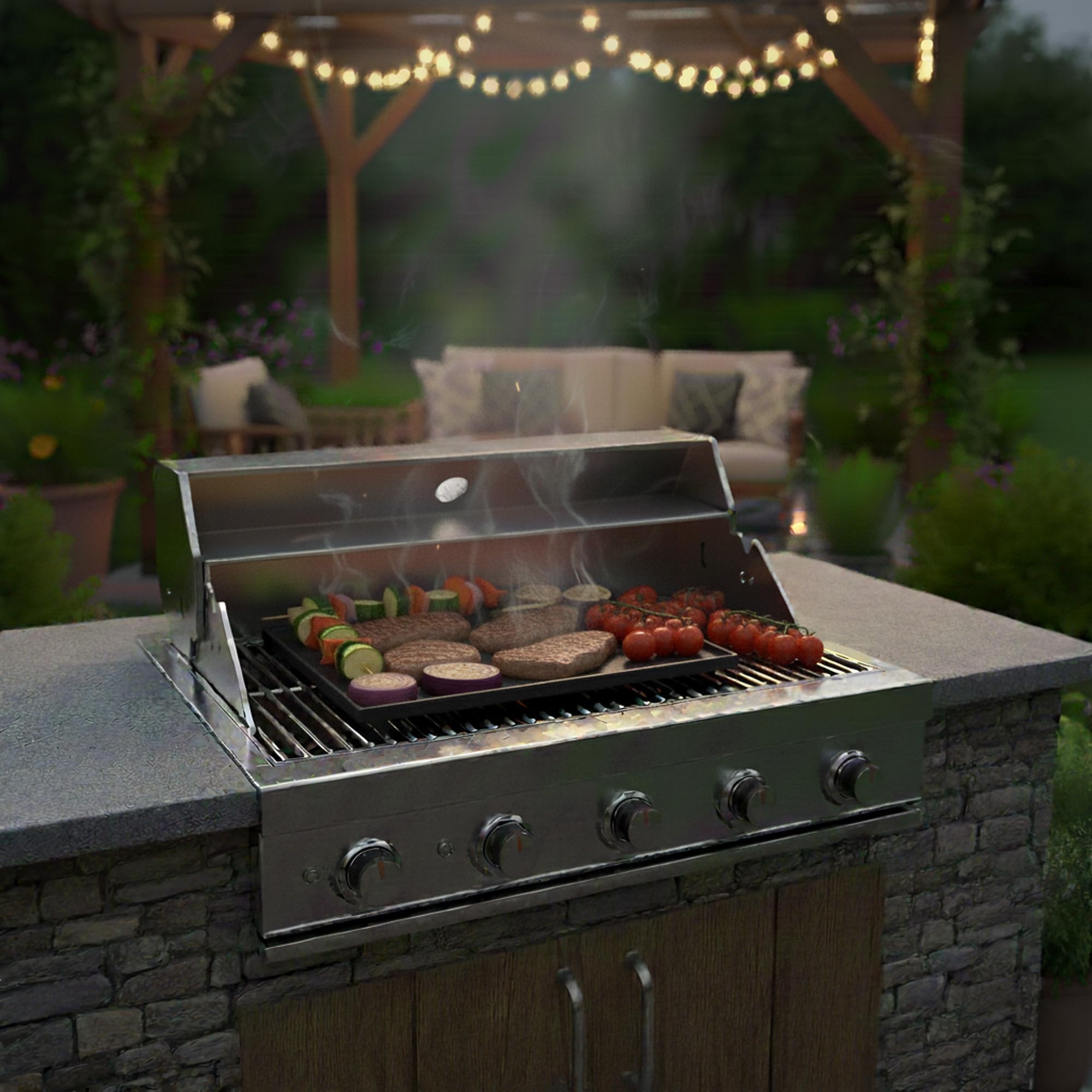 BBQ-Toro piastra griglia in ghisa 44 x 24,5 cm | piastra reversibile, smaltata | può essere utilizzata su entrambi i lati | adatta per BBQ, griglia a gas, griglia a carbone