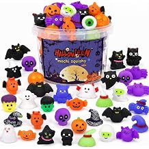 100 Pcs Halloween Mochi Squishy Toys, Kawaii Mini Squishies Bulk for Kids Boys Girls Toddlers, Halloween Fillers Gifts Party FavorsRandom