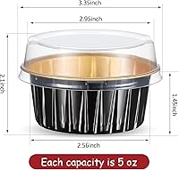 Vista 16 de 150 Pcs Aluminum Foil Baking Cup Disposable Ramekins with Lids 5oz Mini Cupcake Liners Flan Mold Mini Cake Pans with Lids Disposable Cake Tins for