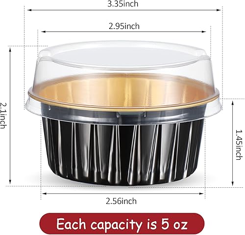 Miniatura 16 de 150 Pcs Aluminum Foil Baking Cup Disposable Ramekins with Lids 5oz Mini Cupcake Liners Flan Mold Mini Cake Pans with Lids Disposable Cake Tins for